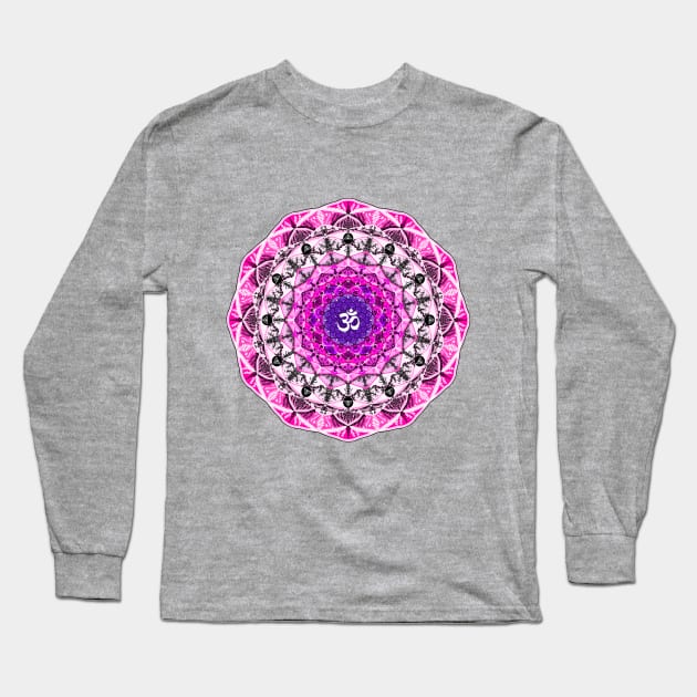 PINK OM MANDALA Long Sleeve T-Shirt by artbysavi